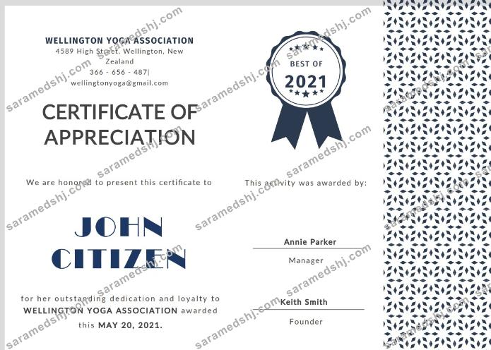 USA Customer Appreciation Certificate template in Word and PDF format, version 2